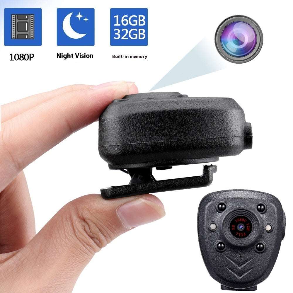 Black security camera with features highlighted on a white background