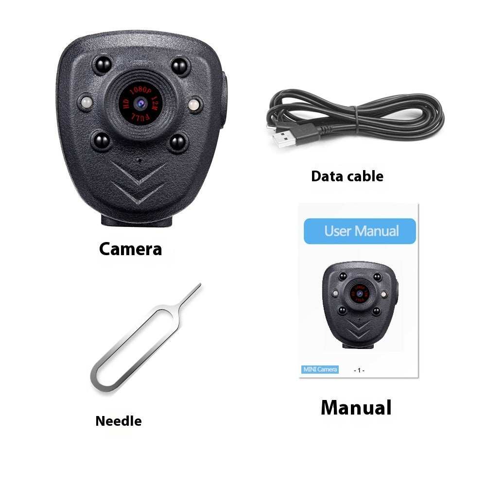 Camera with data cable, user manual, needle, and additional camera on a white background