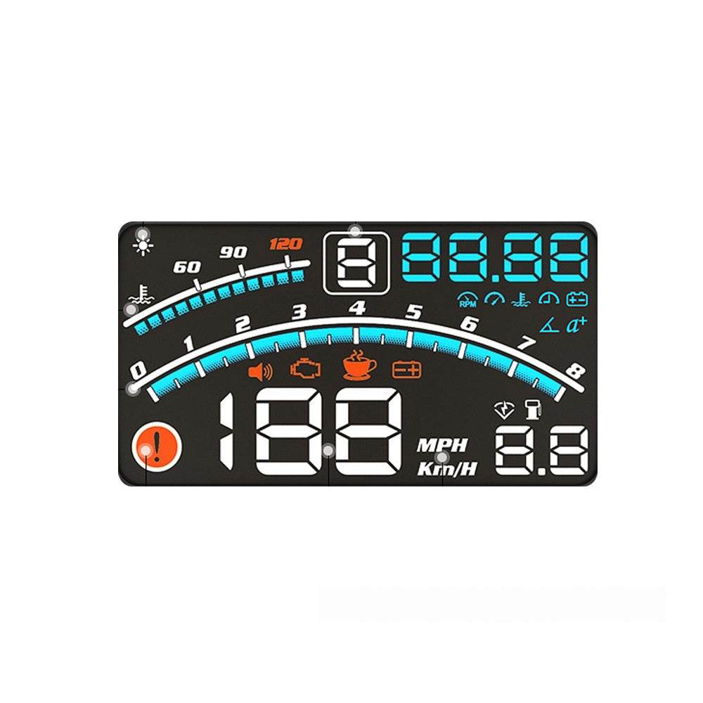 Digital speedometer with a 5.5-inch screen on a dark background